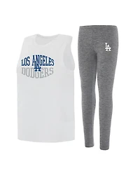 Concepts Sport Women's 2-Piece Charcoal/White Los Angeles Dodgers Contend Tank Top and Leggings Set