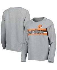 Outerstuff Juniors Heathered Gray Cleveland Browns All Striped Up Raglan Long Sleeve T-Shirt