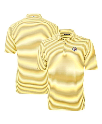 Cutter & Buck Men's Gold Pittsburgh Steelers Virtue Eco Pique Stripe Polo Shirt