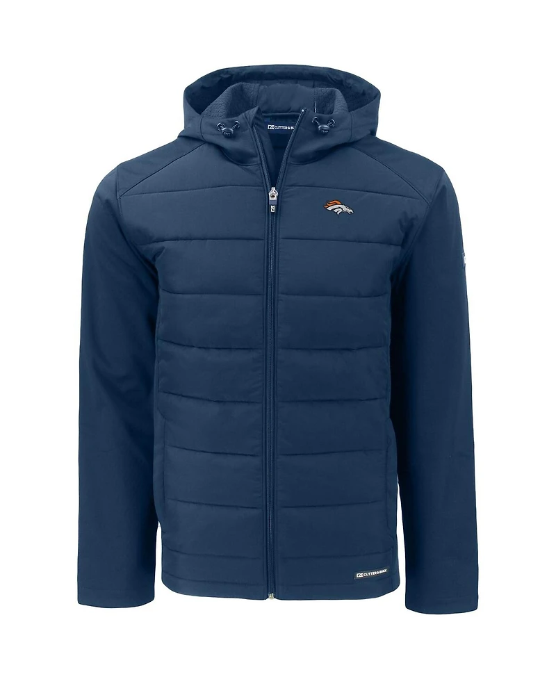 Cutter & Buck Men's Navy Denver Broncos Evoke PrimaLoft Hybrid Eco Softshell Full-Zip Hooded Jacket