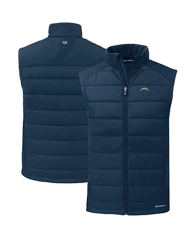 Cutter & Buck Men's Navy Los Angeles Chargers Primary Mark Evoke PrimaLoft Hybrid Eco Softshell Full-Zip Vest