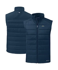 Cutter & Buck Men's Navy Los Angeles Chargers Primary Mark Evoke PrimaLoft Hybrid Eco Softshell Full-Zip Vest