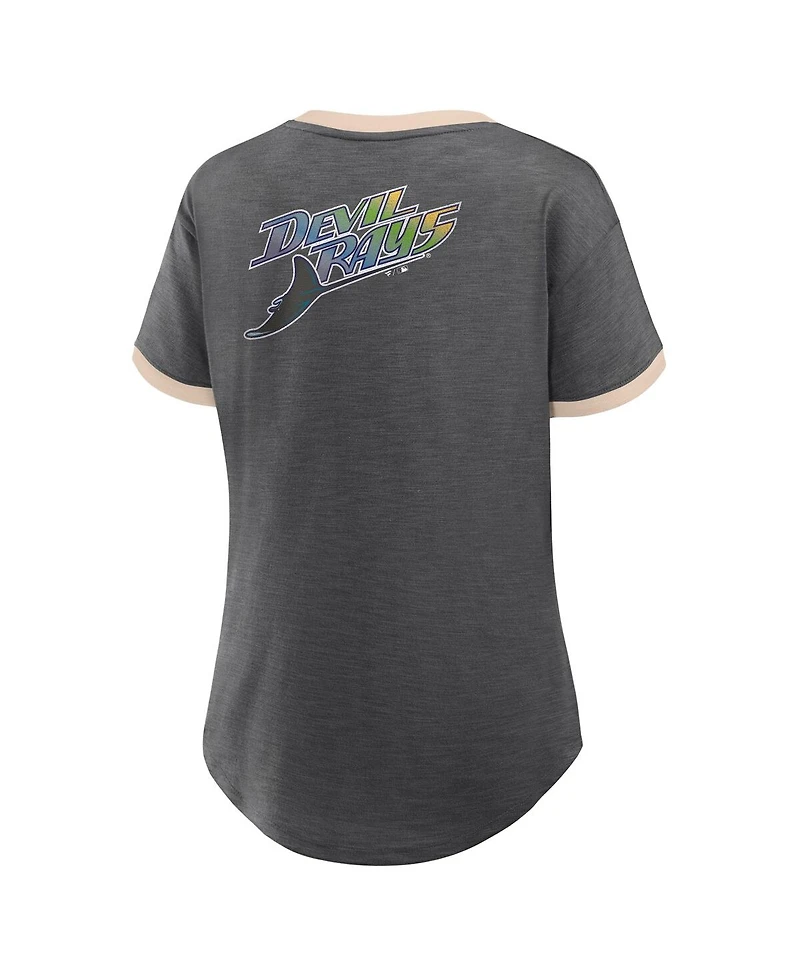 Fanatics Women's Black Tampa Bay Rays Binge Worthy Stadium Slub V-Neck T-Shirt