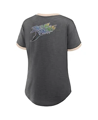 Fanatics Women's Black Tampa Bay Rays Binge Worthy Stadium Slub V-Neck T-Shirt