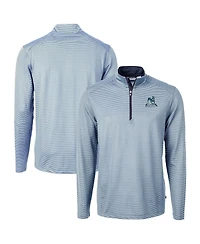 Cutter & Buck Men's Light Blue/Navy Citadel Bulldogs Vault Dry Tec Virtue Eco Pique Micro Stripe Quarter-Zip Pullover Hoodie