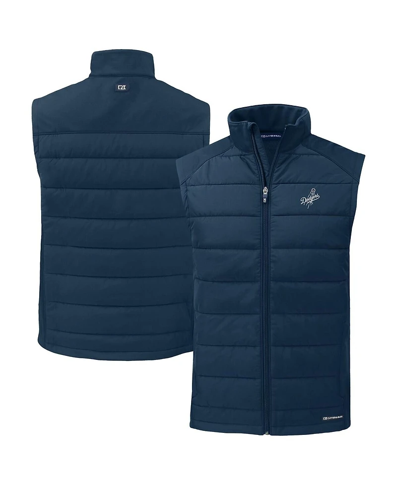 Cutter & Buck Men's Navy Los Angeles Dodgers Evoke Hybrid Eco Softshell Full-Zip Vest