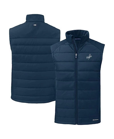 Cutter & Buck Men's Navy Los Angeles Dodgers Evoke Hybrid Eco Softshell Full-Zip Vest