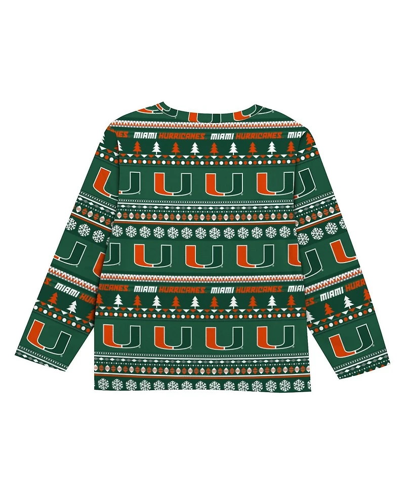 Outerstuff Baby Boys and Girls 2-Piece Newborn Green Miami Hurricanes Ugly Sweater Pajama
