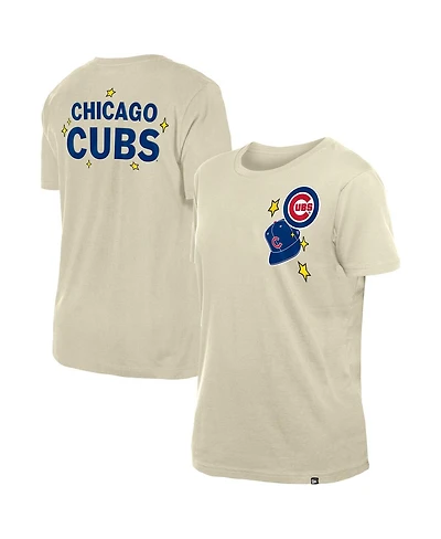 New Era Women's Cream Chicago Cubs Stars Cap T-Shirt