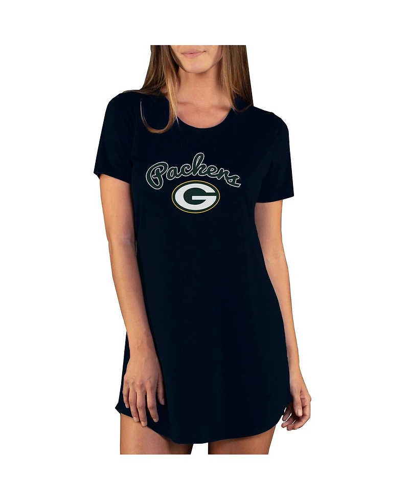 Concepts Sport Women's Black Green Bay Packers Marathon Knit Nightshirt