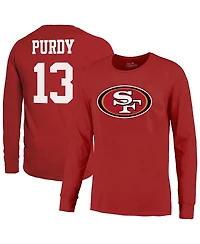 Majestic Threads Men's Brock Purdy Scarlet San Francisco 49ers Name Number Long Sleeve T-Shirt