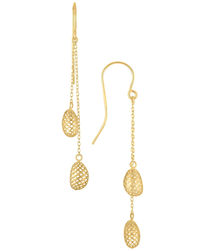 Macy's Polished Textured Bead Drop Earrings in 10k Yellow Gold