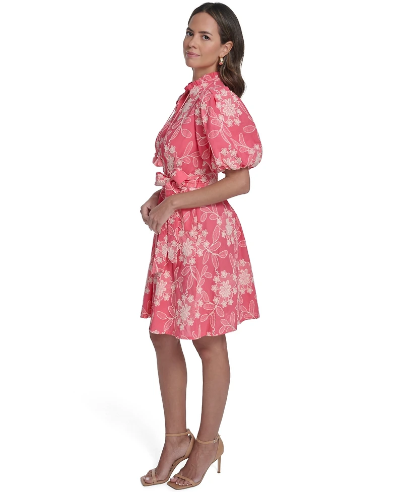 Eliza J Women's Floral Embroidery V-Neck Short Dress