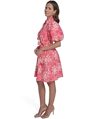 Eliza J Women's Floral Embroidery V-Neck Short Dress