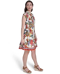 Eliza J Women's Printed Folded Cap-Sleeve Short Dress