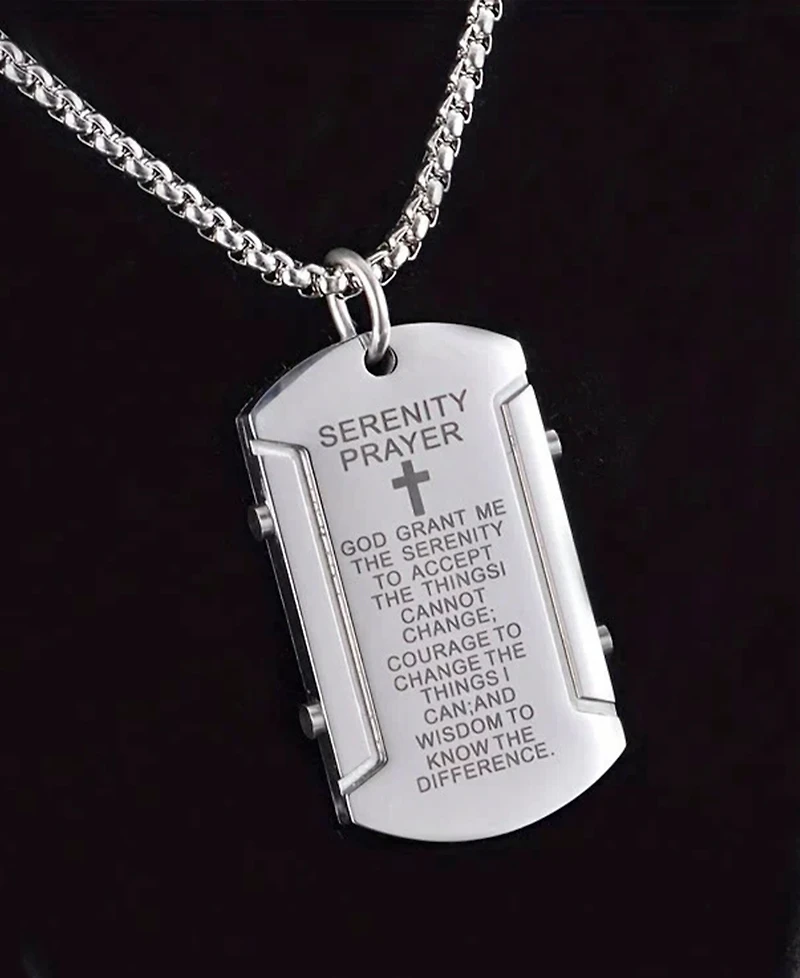 Rhona Sutton Men's Stainless Steel Serenity Prayer Pendant Necklace