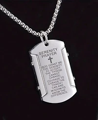 Rhona Sutton Men's Stainless Steel Serenity Prayer Pendant Necklace