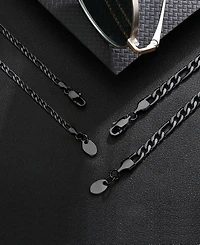 Rhona Sutton Men's Black Plated Stainless Steel Figaro Chain Necklace