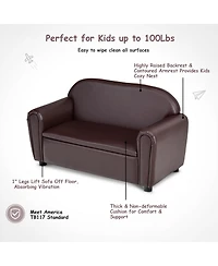 Gymax Kids Sofa Armrest Chair Lounge Couch Wood Construction Storage Box Living Room