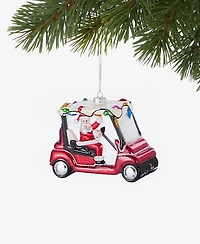 Holiday Lane Sports Glass Santa's Golf Cart Ornament, Macy's Exclusive