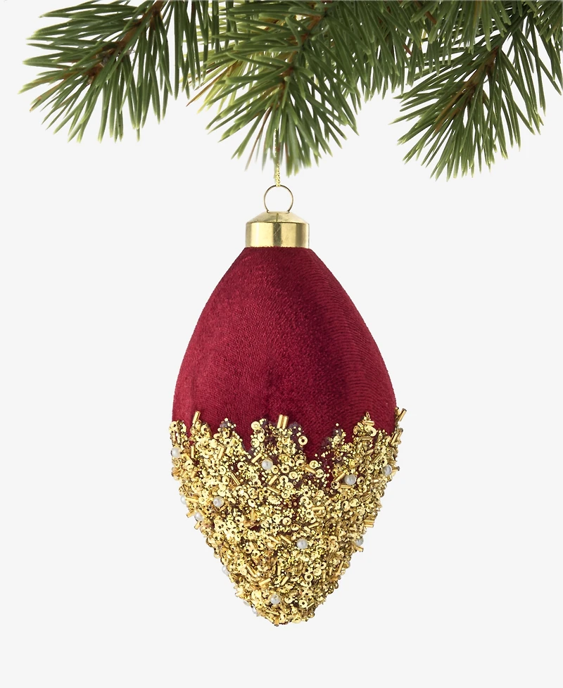 Holiday Lane Berry Tones Red Velvet Finial Ornament, Macy's Exclusive