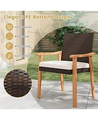 Gymax 7pieces Patio Dining Table Set with Tabletop 1.97'' Umbrella Hole Removable Cushion