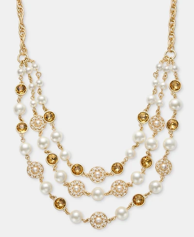 Charter Club Multi-Stone Three-Row Necklace, Macy's Exclusive