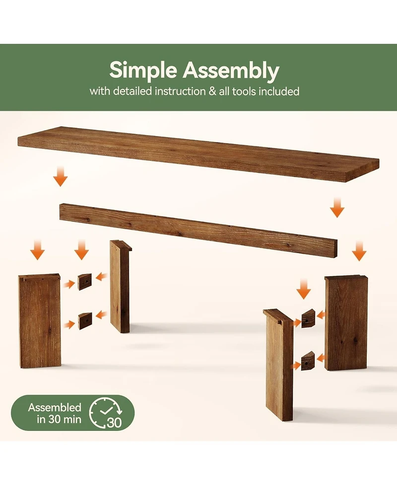 Tribesigns Solid Wood Bench, 62.99" Entryway Bench with Thickened Legs, Farmhouse Wooden Seating Benches