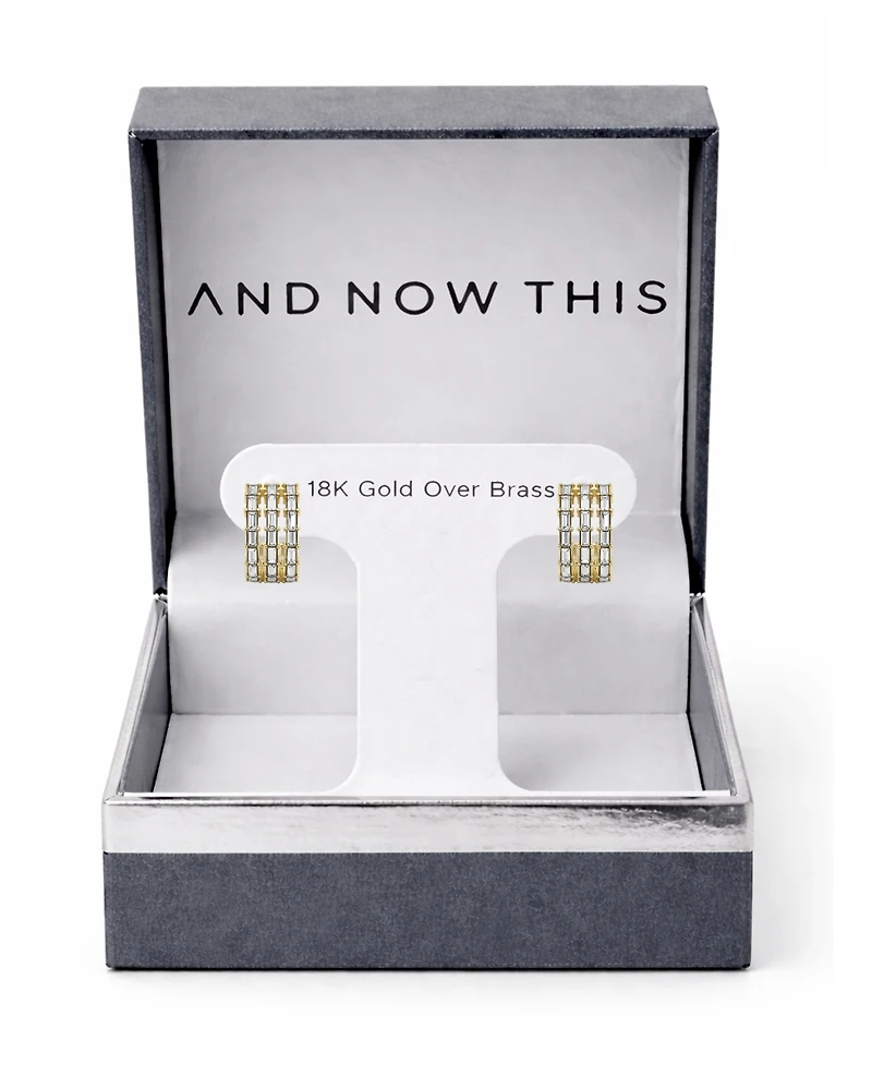 And Now This Triple Row Baguette Hoop Earrings