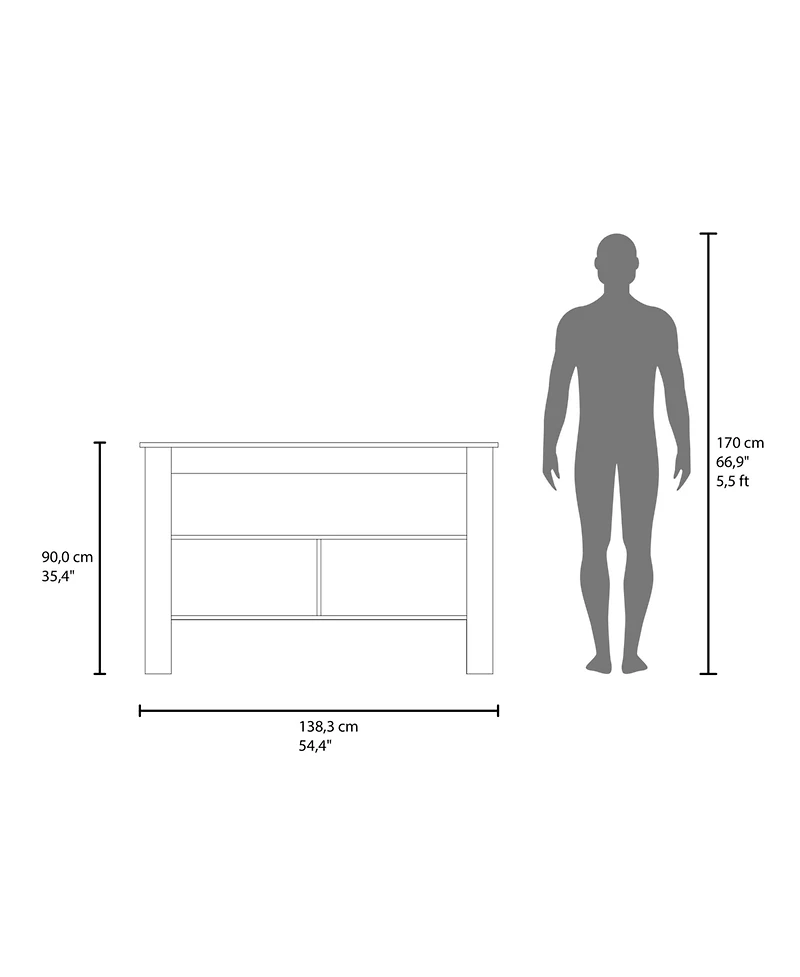 Fm Furniture Yoder Kitchen Island with Open Storage Shelves for Home Organization