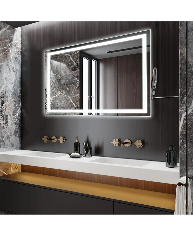 Homfan Led Bathroom Mirror with Lights, Anti-Fog, Dimmable, Backlit + Front Lit, Lighted Vanity for Wall, Memory Function, Waterproof
