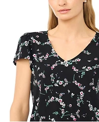 CeCe Women's V-Neck Tulip-Sleeve Knit Top