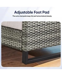 Gymojoy 4 Pieces Outdoor Patio Furniture Set with Fire Pit Table, Rattan Wicker Conversation 3-Seat Sofa,Wicker Cushioned Chairs