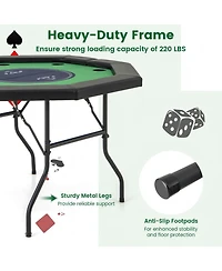 Hongge 48 Inches Foldable Poker Table with Padded Rails and Cup Holders