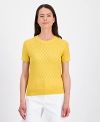 Nautica Women's Short-Sleeve Pointelle Sweater