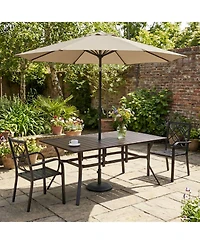 Aoodor Patio Dining Table for 6, 83'' Rectangular Metal Outdoor Patio Table with Umbrella Hole, Outdoor Dining Table for Deck, Yard, Poolside, Porch