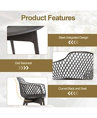 Aoodor Modern Dining Chairs Set of 4, Weather-Resistant Plastic Cafe with Ergonomic Back and Non-Slip Pad, Suitable for Patio, Restaurant