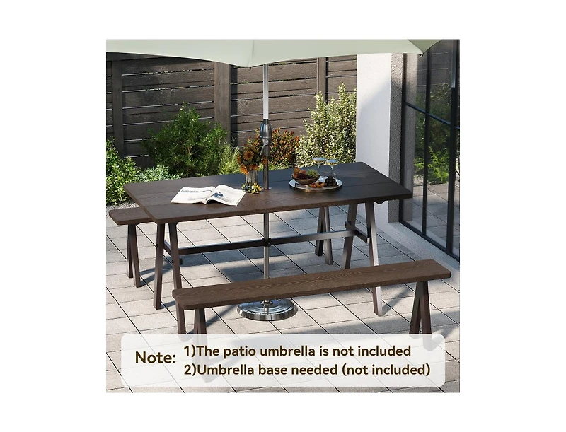 Slickblue Garden Outdoor Dining Table Seats 6 with Umbrella Hole