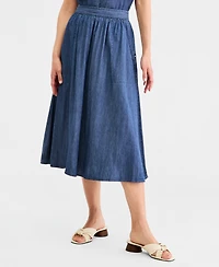 Nautica Women's Elastic Chambray Midi Skirt