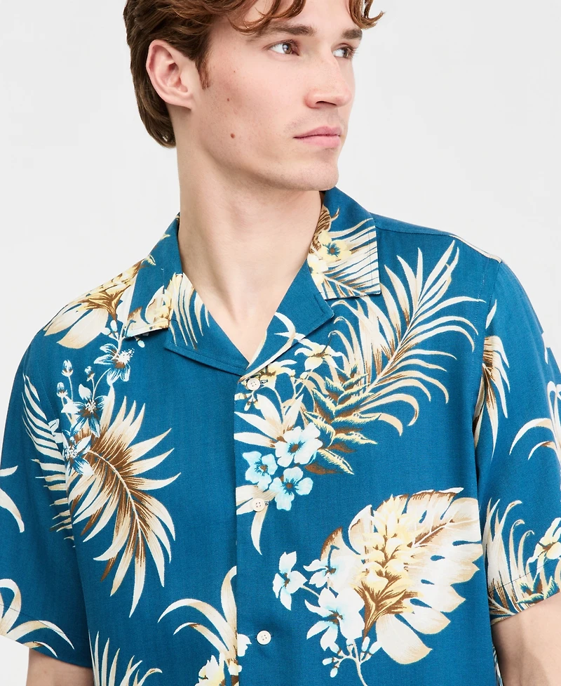 Club Room Men's Viva Floral Silk-Blend Short Sleeve Shirt, Macy's Exclusive - Print