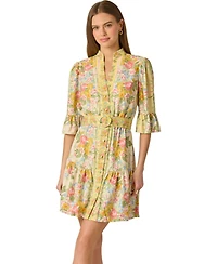 Adrianna Women's Printed Ruffle Short Dress