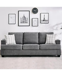 gaomon 89 Comfy Couches with Deep Seat, Modern 3-Seater Sofa Cup Holders and Side Storage Pockets for Living Room Apartment Lounge