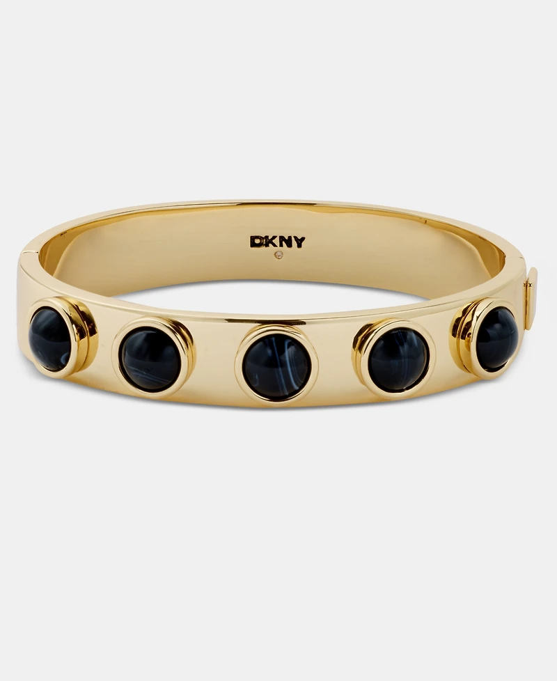 Dkny Gold-Tone Dynamic Jet Cabochon Bangle Bracelet