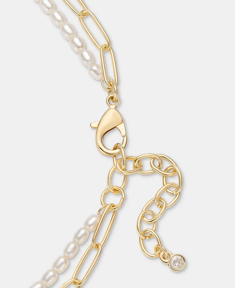 On 34th Imitation Pearl Beaded Stone Layered Pendant Necklace, 16" + 2" extender, Macy's Exclusive