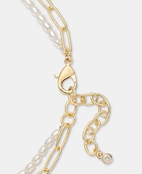 On 34th Imitation Pearl Beaded Stone Layered Pendant Necklace, 16" + 2" extender, Macy's Exclusive
