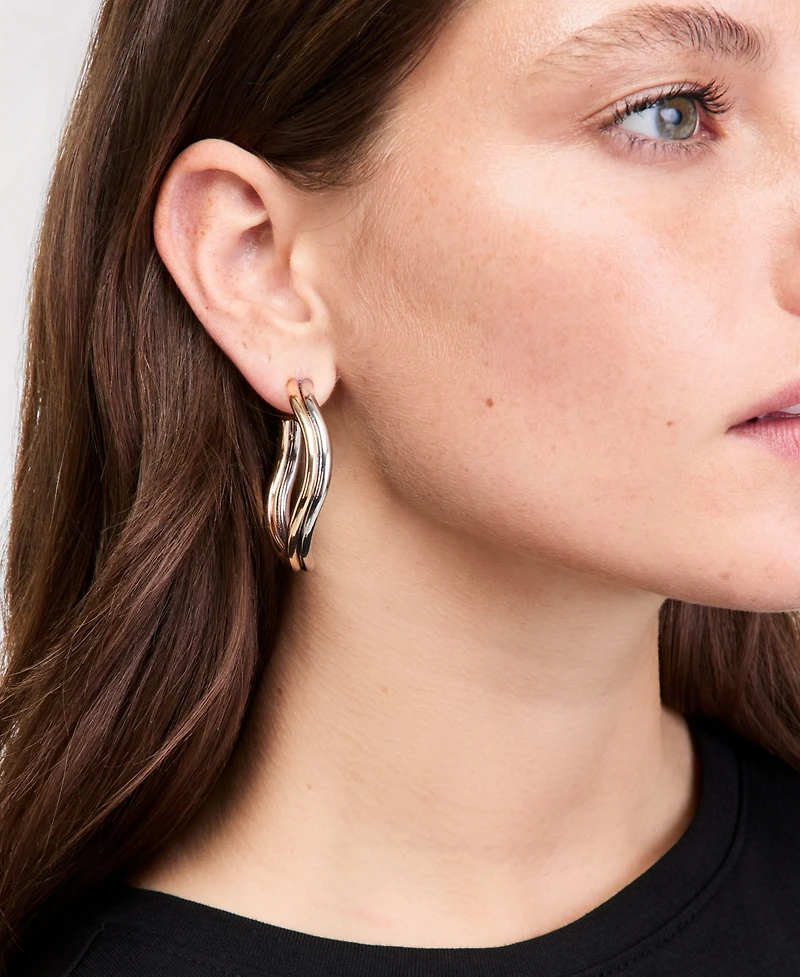 On 34th Double-Row Wavy Hoop Earrings, Macy's Exclusive