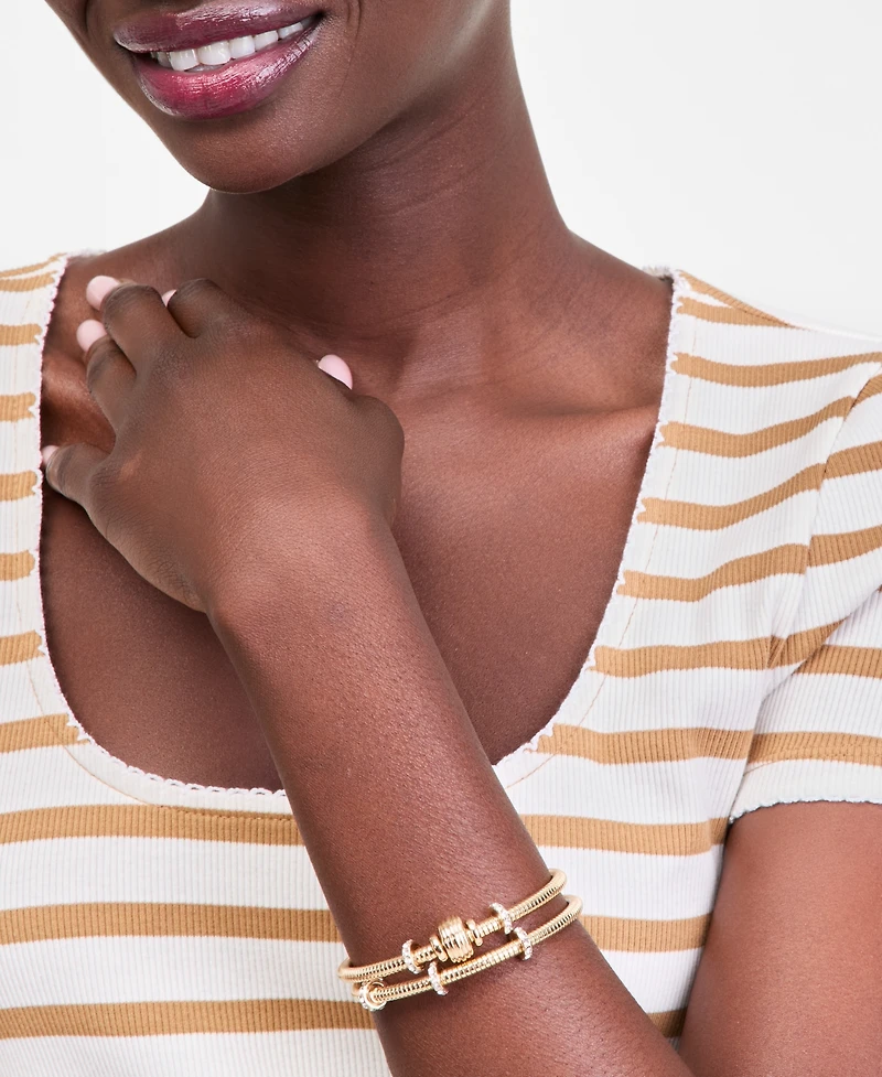 On 34th 2-Pc. Set Pave Beaded Bangle Bracelets, Macy's Exclusive