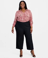 Anne Klein Plus Mid-Rise Wide-Leg Pull-On Pants