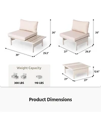 Decksplore 6 Pieces Patio Furniture Set, Outdoor Metal Frame Conversation Sets with Coffee Table