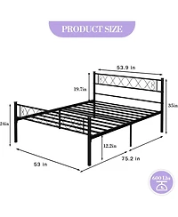 gaomon Metal Bed Frame - Headboard and Footboard with Iron Heart Design, Platform for Boys Girls